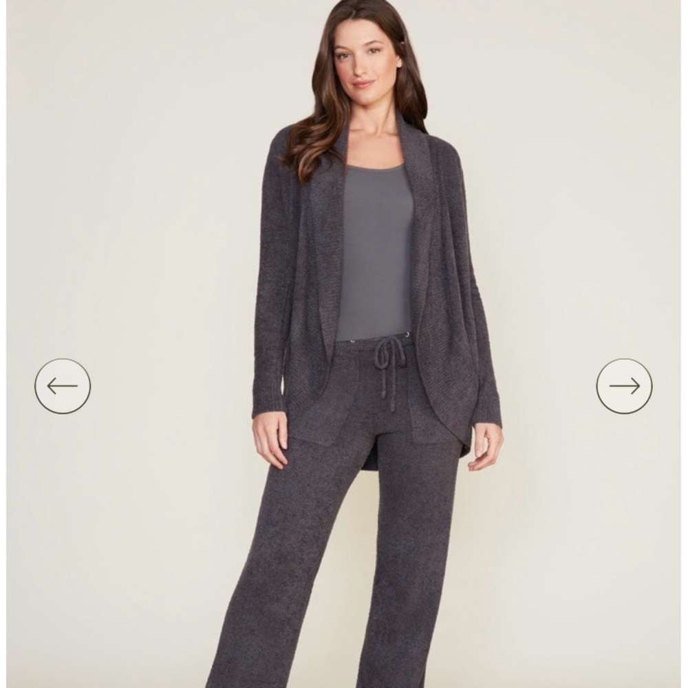 Barefoot Dreams Open-Front Knit Cardigan in Charcoal Gray